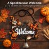 3D Floral Pumpkin Wall Art Halloween Ghost Wooden Welcome Door Hanger Sign, Cute Ornament with Bell Durable Sign for Porch Hanging Rope, Decor Indoor