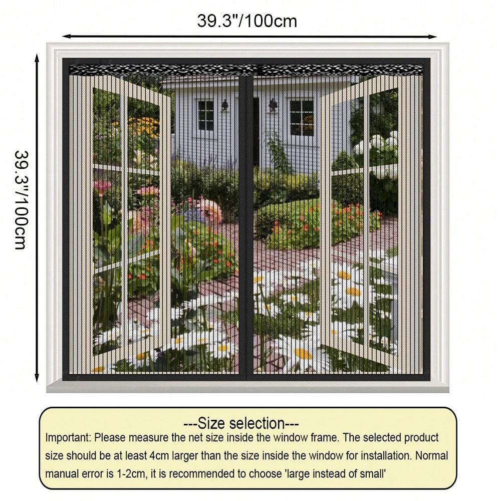 Magnetic Mosquito Screen, Window Screen, High-Density Polyester Screen, Magnetic-Closure Screen To Keep Out Mosquitoes and Flies—Black