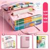 Portable Clear TPU Tote School Bag 3-Layer Large Capacity Waterproof Document Book Bag Art Handbag School Supplies