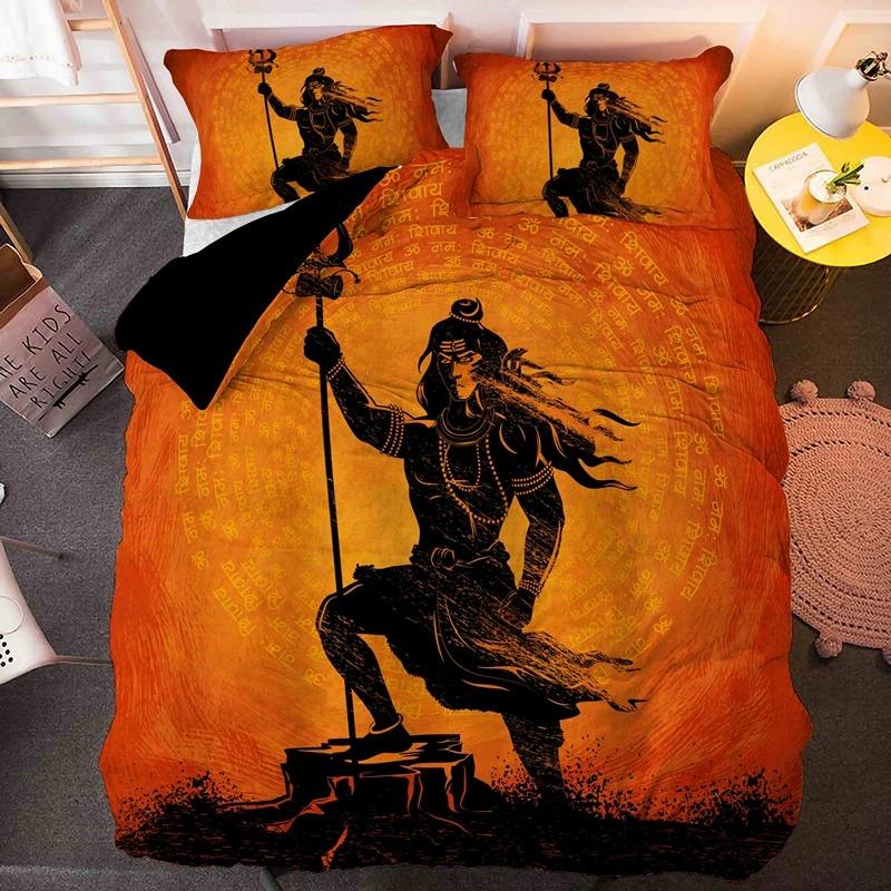 

Комплект постельного белья с принтом сидящего бога Шивы, односпальный, двуспальный, размера «queen-size», пододеяльник с наволочкой, домашний декор, постельное белье EU Single 135x200cm