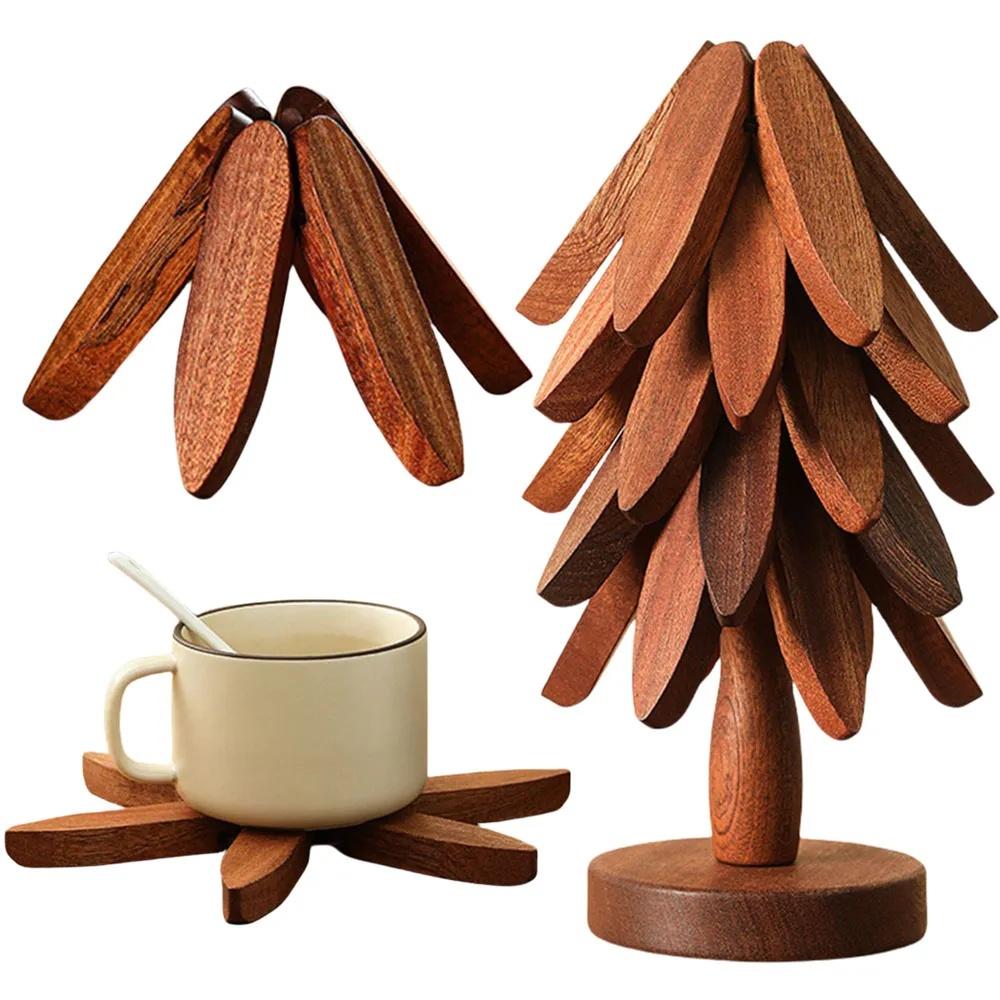 Wooden Trivet Heat Resistant Table Mat Creative Wood Coaster Pot Holder Bowl Pad Kitchen Dining Decor