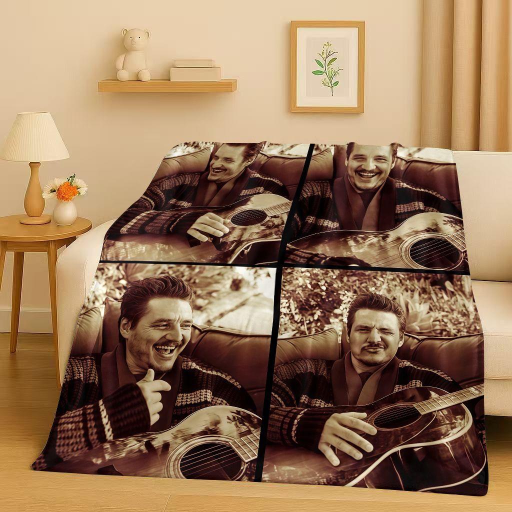 Fashion Pedro Pascal Handsome Actor Flannel Blanket,Ultra Soft Warm Plush Throw for Home Bedroom Bed Sofa Cover Kids Picnic Gift