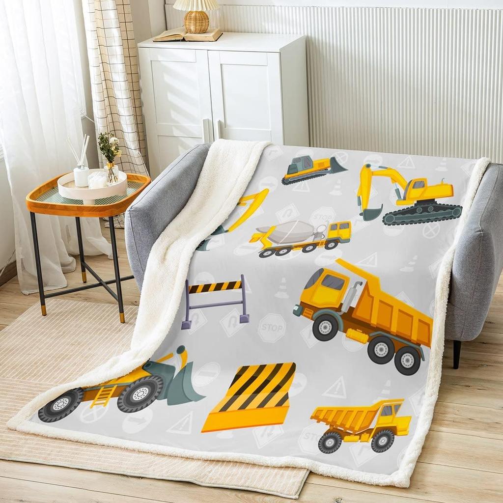 Garbage Truck Blanket Soft Fleece Throw Recycling Theme Kids Room Decor Educational Gift Baby Gift