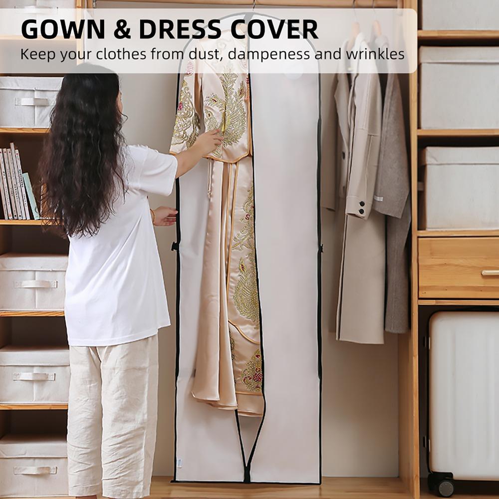 60*180cm Garment Bag Large Hanging Garment Cover Washable Wedding Dress Bag Travel Use