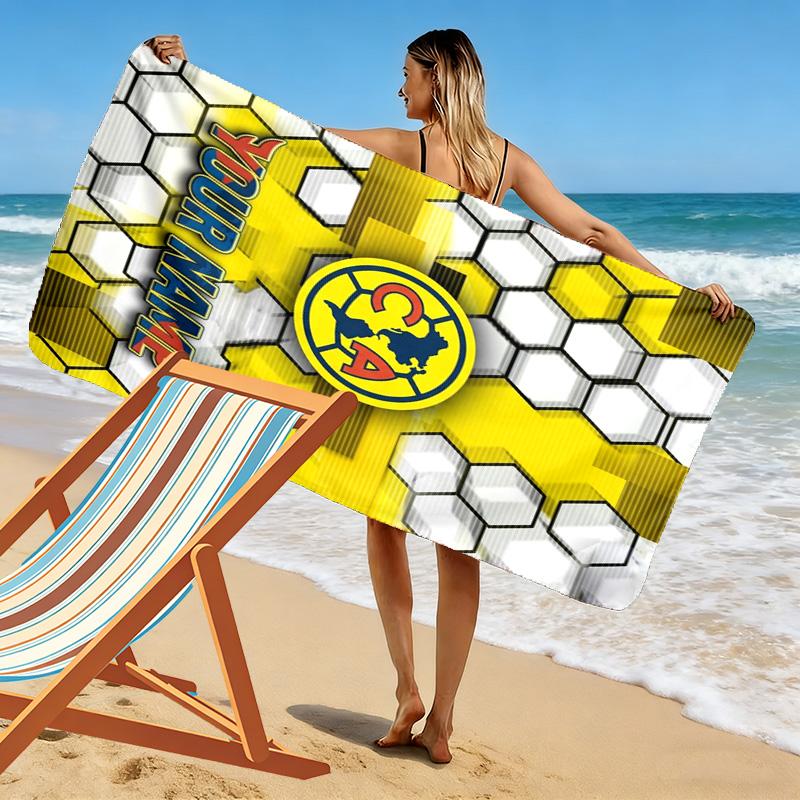 Name Custom Fc Club America Print Beach Towel, Large Soft Quick Dry Towel for Beach Camping Swimming