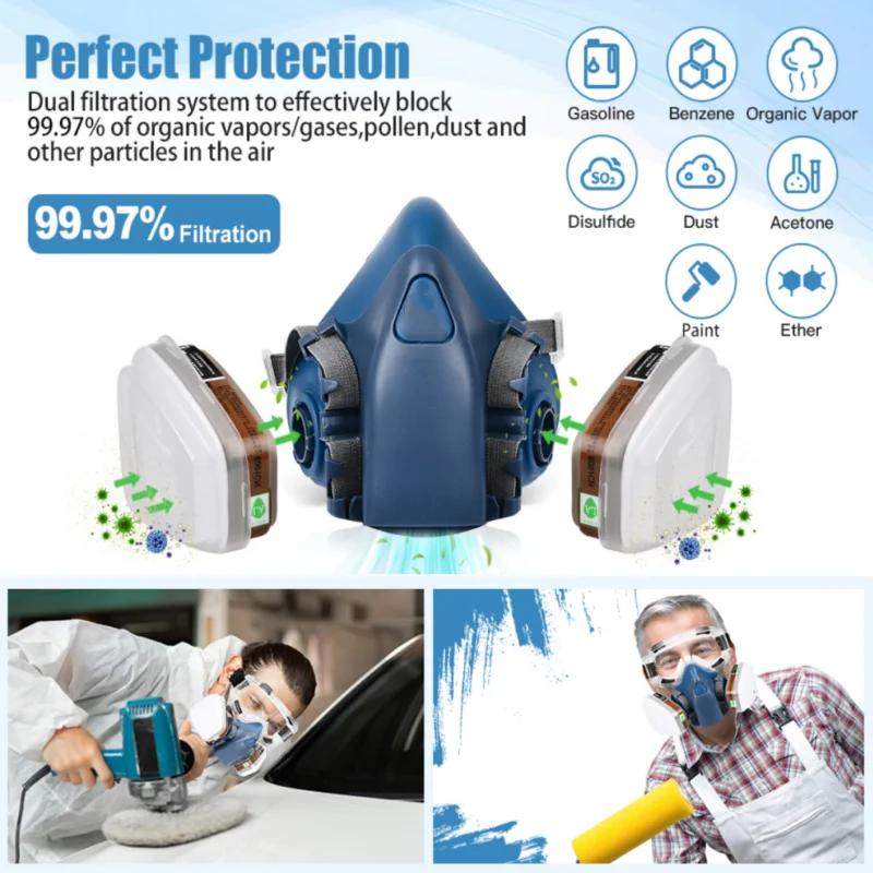 16in1 7502 Respirator Mask Protective Mask Industry Painting Spray Dust Gas Mask With 501 5N11 6001CN Chemcial Half Face Mask