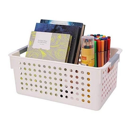 JAKAGO 3-piece storage basket box plastic (storage case small item cosmetics kitchen seasonings) white