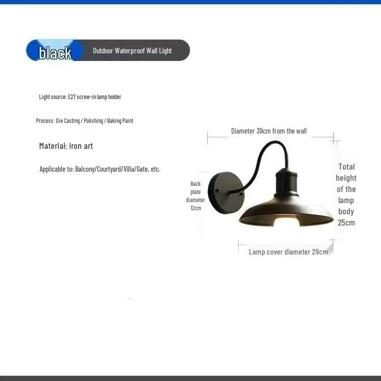 Retro American Waterproof Outdoor Wall Lamp for Entryways and Balconies