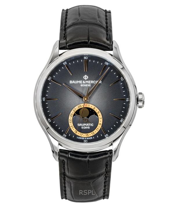 

Мужские часы Baume & Mercier Clifton с кожаным ремешком, фазой Луны, черным циферблатом, автоматические M0A10758