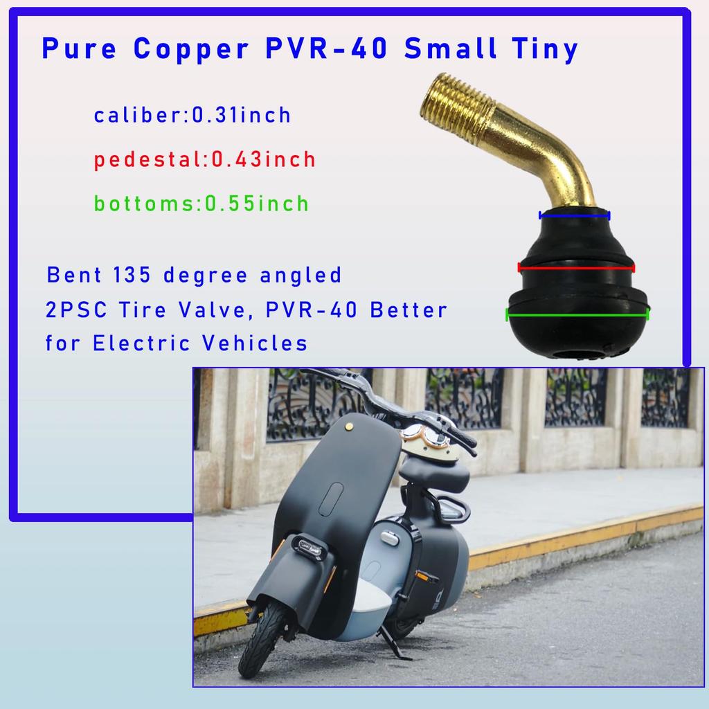 Ziciner PVR40 Valve Stems 2pcs 135 Degree Angle Snap-in Tube Tire Valve Stem Brass