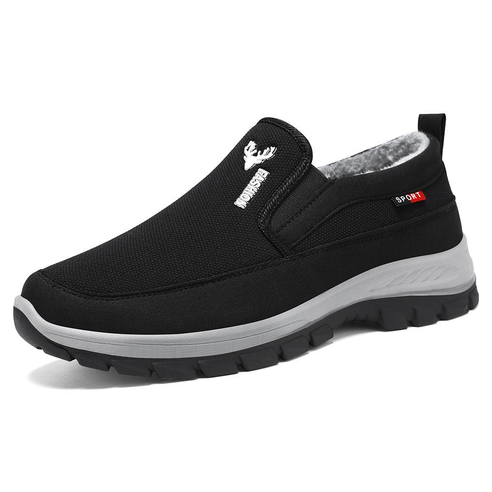 Men s Winter Cotton Plus Velvet Lightweight Walking Shoes: Warm, Casual Old Beijing Style 41 чёрный