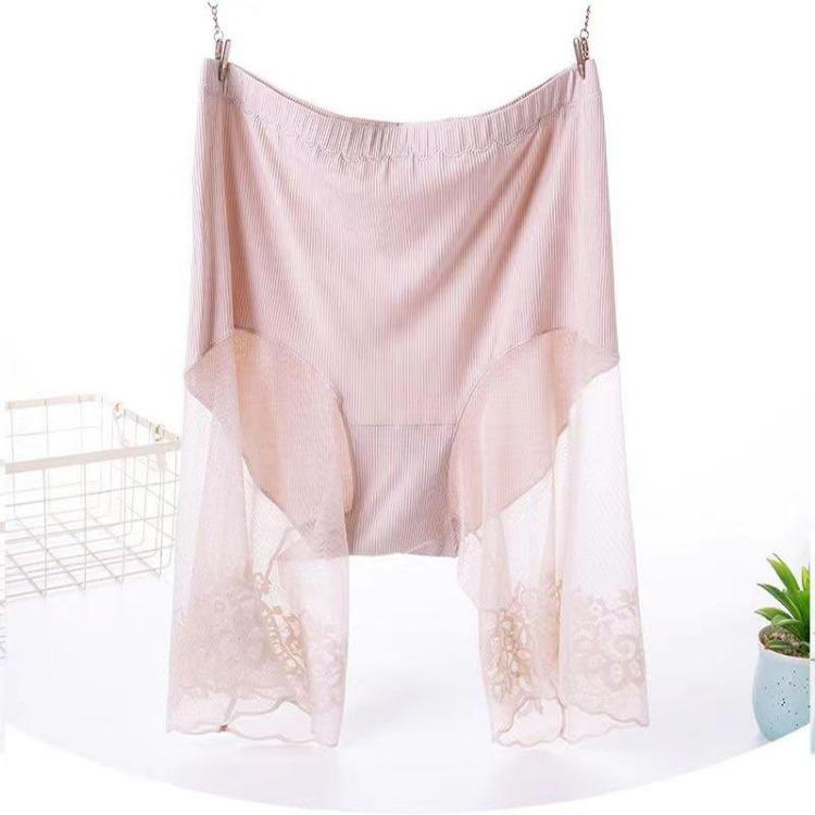 

Летние женские защитные шорты больших размеров 5XL с высокой талией, сексуальные кружевные боксеры-трусики, штаны против натирания, однотонные 4XL Weight(60-90kg) бежевый