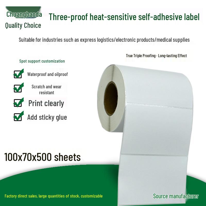Durable Thermal Label 100x70mm - 500ct Adhesive Logistics Barcode Stickers Yes белый
