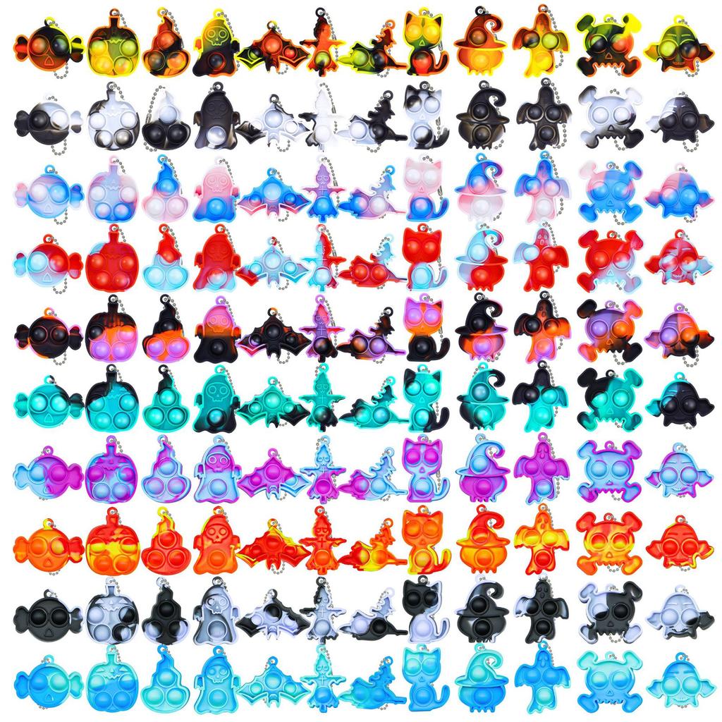 10Pcs Halloween Fidget Toys Skull Pumpkin Stress Relief Sensory Toys For Boys Girls Halloween Party Favors Kids Gifts