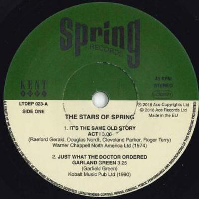 7inch Record VARIOUS - Stars Of Spring Records EP LTDEP023 Kent 2018 UK Soul/Funk