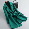 Korean Style Women's Slimming Imitation Cashmere Wool Coat - Color Block Mid-Length for Autumn and Winter
