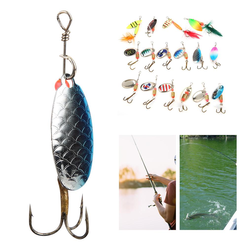 16pcs Sequins Fishing Lure Kit 3.5g 5.5g Artificial Bait with Treble Hook Fishing Accessory