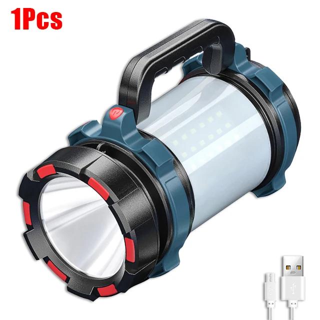High Power Led Flashlights Usb Rechargeable Powerful Searchlight With Side Light Outdoor Camping Fishing Ultra Bright Hand Lamp