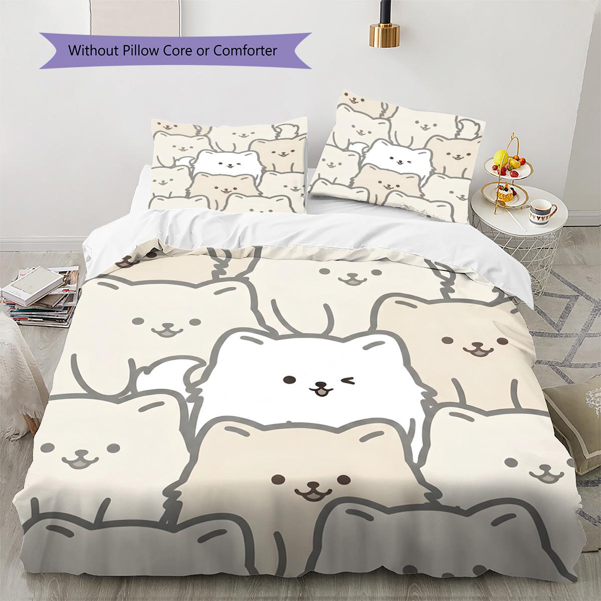 

Samoyed Pattern Bedding Quilt Set Quilt Cover Pillowcase Home Decoration Birthday Gift (1 * duvet cover + 2 * pillowcase, without core) 135x200cm