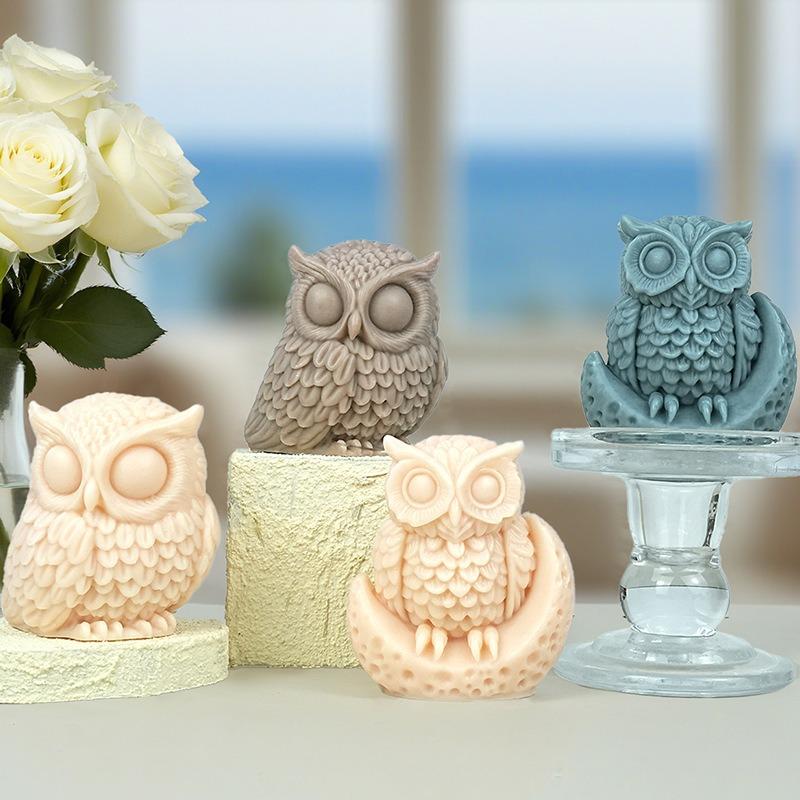 Owl Silicone Candle Mold Cute Gypsum Crafts Mold Handmade Soap Mold Artistic 3d Animal Chocolate Mould For Baking Candle Making