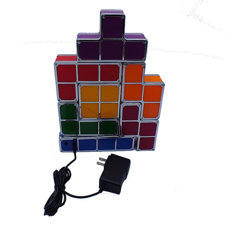 Tetris Lampe für Kinder DIY Intellektuelle Entwicklungsspielzeug Kreatives LED-Licht mit 7 bunten Blöcken Tischlampe für Schlafzimmerdekoration