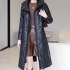 Winter Women's Genuine Leather Jacket Over-the-Knee Long Sheepskin Padded Coat Thickened Windproof Warm Camel Wool Coat