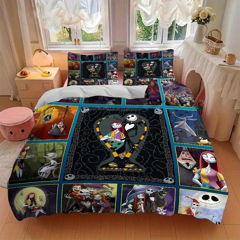 3pcs Jack Tim Burtons The Nightmare Before Christmas Quilt Cover Set (1 Quilt Cover + 2 Pillowcases Without Pillow Core), High-Definition Pr
