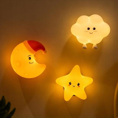 Magnetic Cloud Pat Silicone Night Light, USB Rechargeable Star Baby Sleep Companion Lamp, Touch Control Kids Room Bedside Atmosphere Lamp