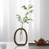Solid Wood Transparent Glass Hydroponic Flower Vase, Walnut Small Flower Vase, Water-grown Fresh Flowers, Flower Arrangement