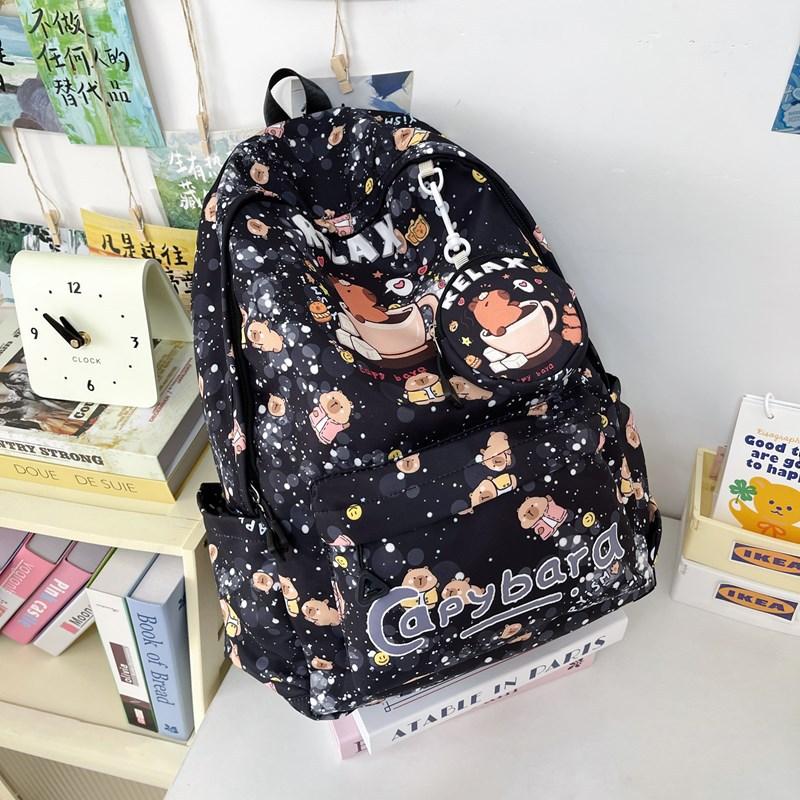 

School bag New Kapibara large-capacity school bag for primary school students Lightweight and versatile backpack Cartoon school bag чорний