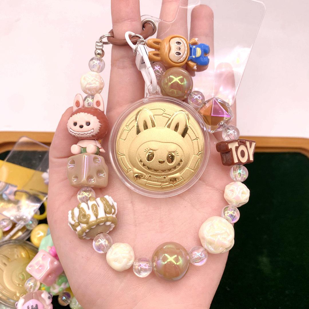 Shuibei Labubu Pure Gold Multicolor Keychain & Phone Charm Plated Gold