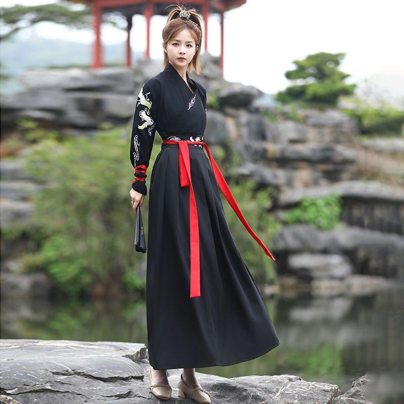 

Мужской костюм фехтовальщика в китайском стиле Hanfu для женщин и мужчин L чёрный