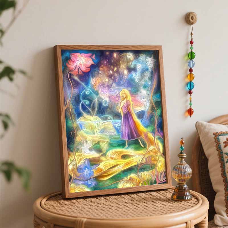 Disney Rapunzel DIY Oil Painting Art Painting Kit Home Wall Decor Handmade Gift for Princess Fans Living Room Wall Art Decor Canvas