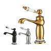 Messing Badezimmerarmatur Einhebel Retro Keramikgriff Kalt Warmwasser Mischbatterie Vintage Waschbeckenarmatur für Badezimmerwaschtisch