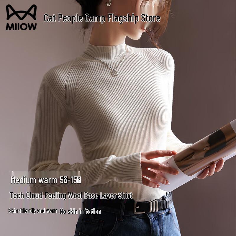 Maoren Women s Half-High Collar Slim Knit Sweater L