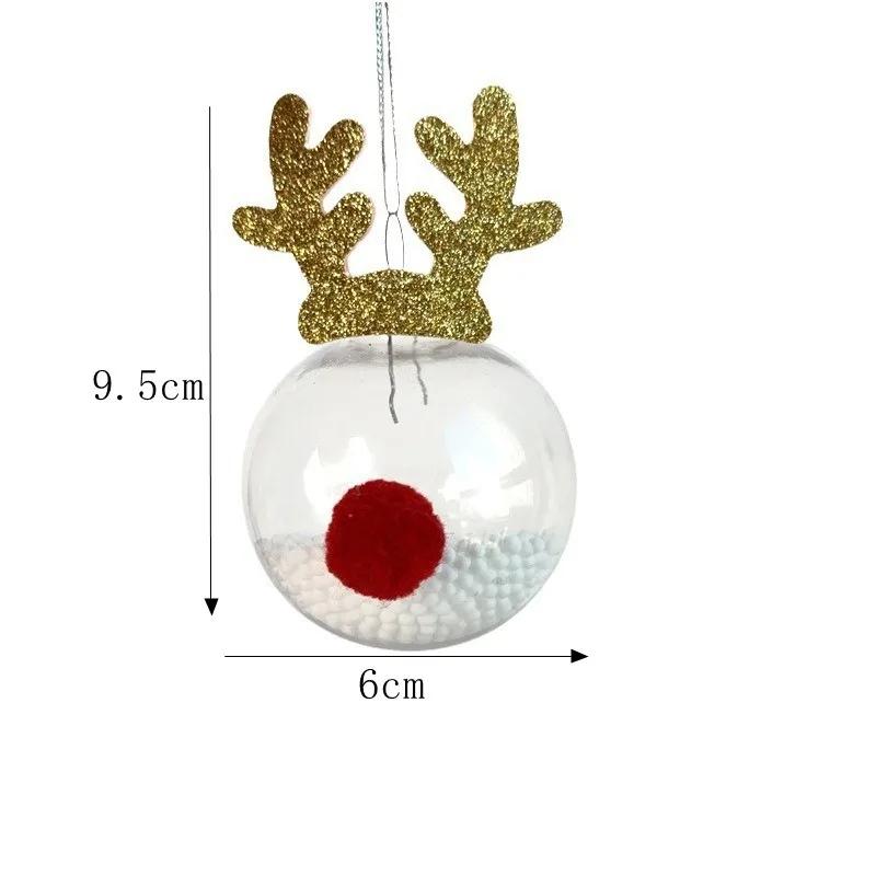 New Christmas Disco Ball Ornaments Elk Hat Xmas Tree Pendant Snowman Santa Claus Hanging Ball Merry Christma Decor New Year 2025