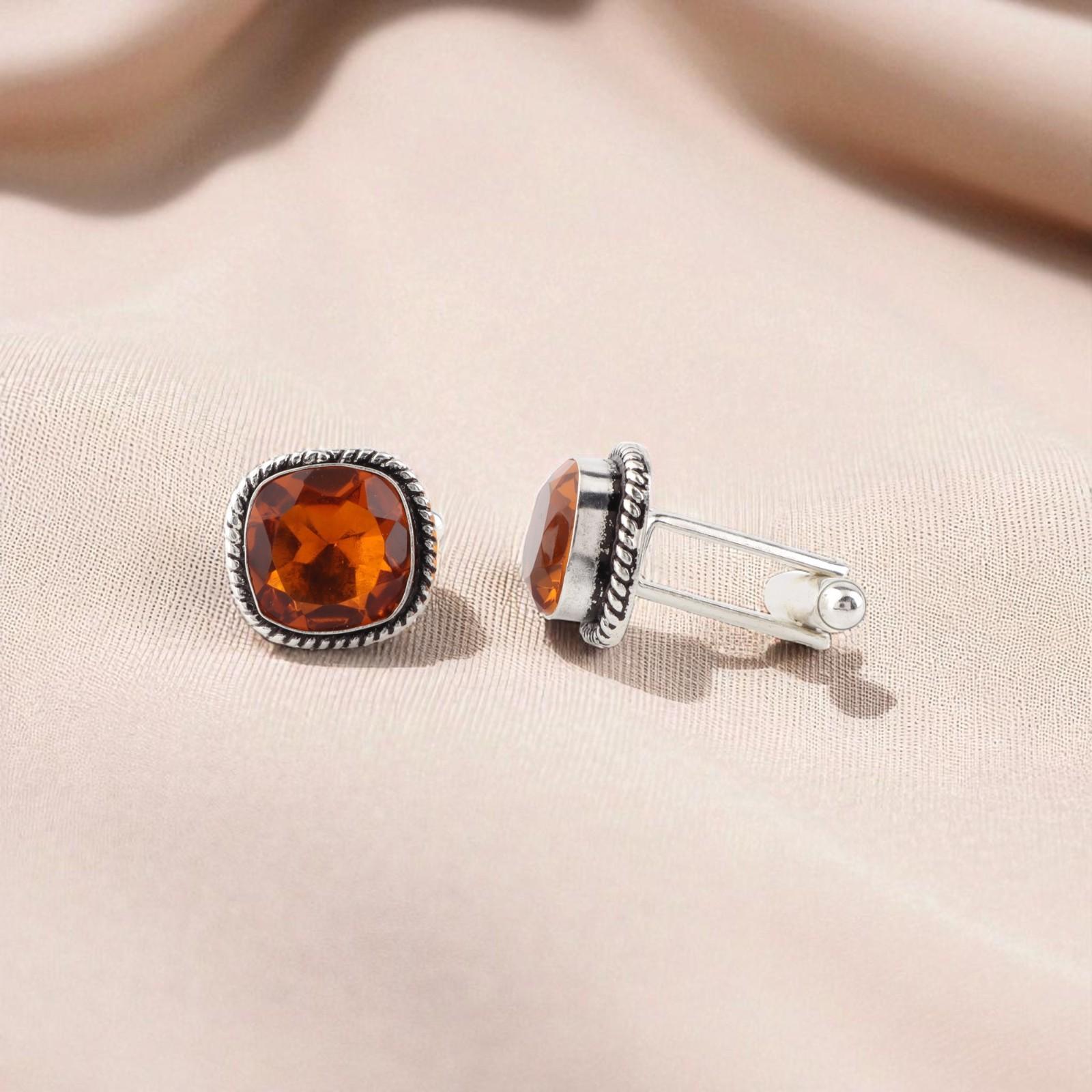 

Citrine Gemstone 925 Sterling Silver Jewelry Handmade Men Suit Cufflinks 0.61 CL-7-2
