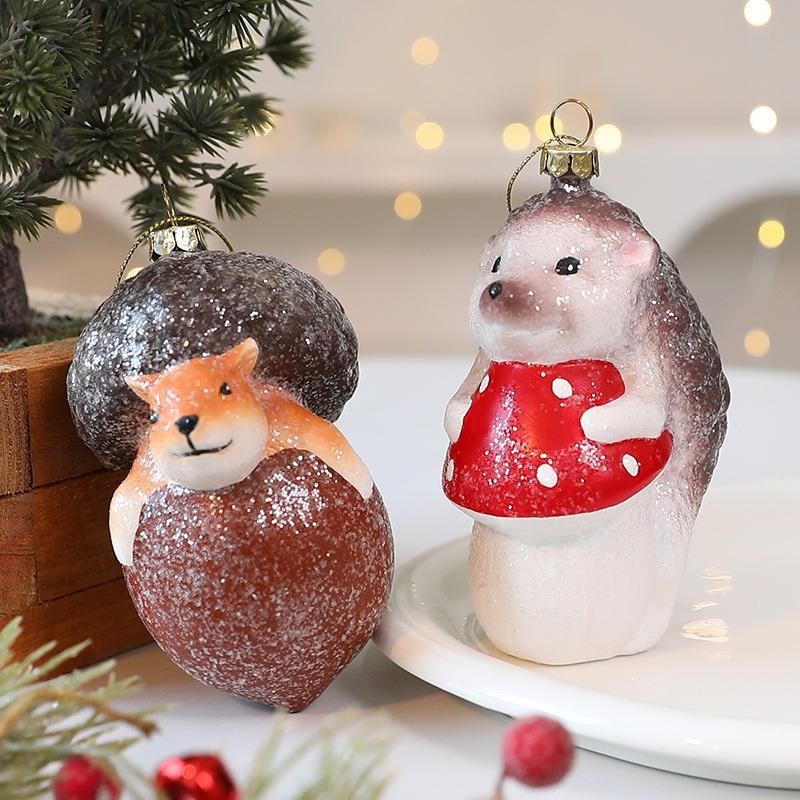 New Christmas tree decoration fox hedgehog special-shaped Christmas ball ornament Christmas tree pendant pendant
