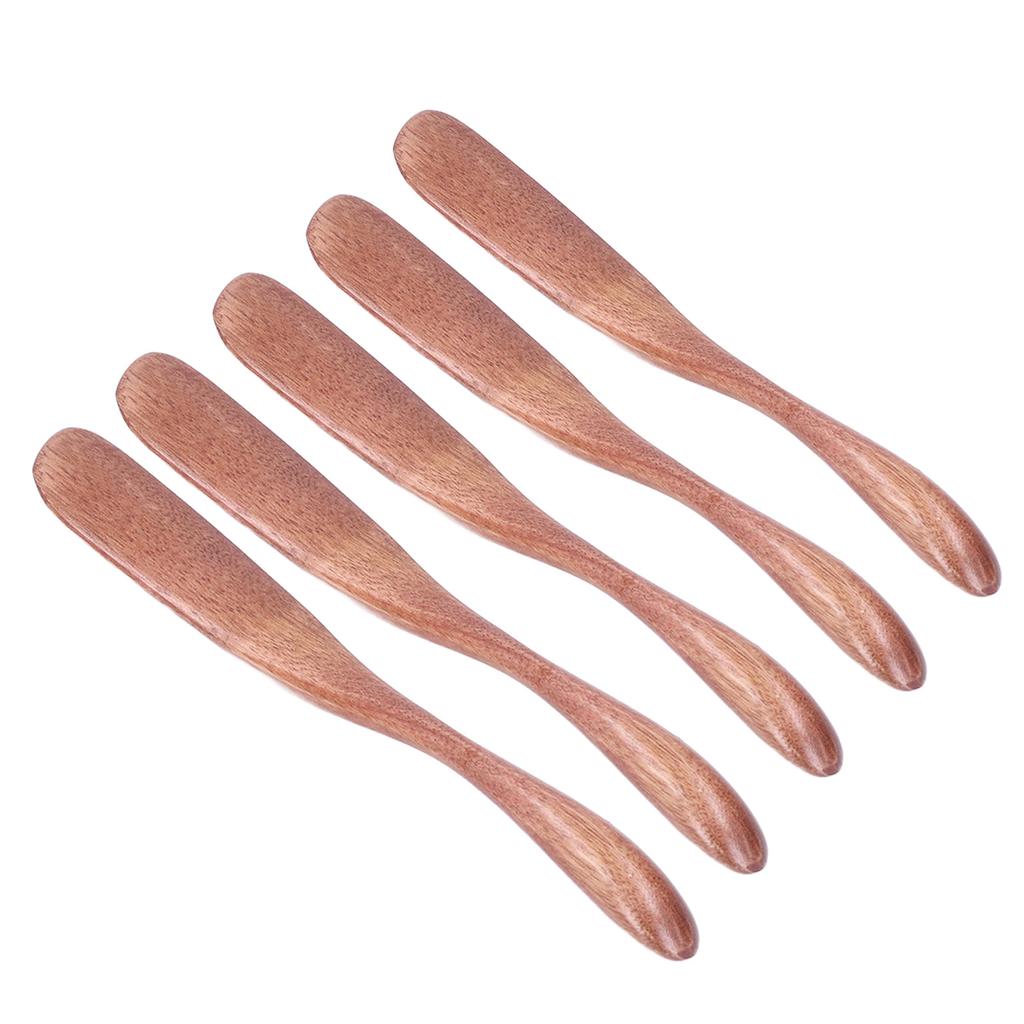 5PCS Wooden Butter Knife Jam Cheese Spreader Tableware for Japanese Style for Bread Facial MaskDark Paint Color