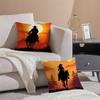 Cool Rider Horse Painting Art Cushion Cover Pillowcase Short Plush Invisible Zipper Room Sofa Cushion Cover