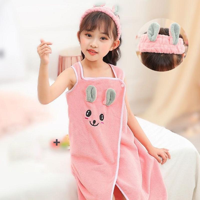 Kids Bathing Towel Comes With Hair Accessory Gentle On Sensitive Skin