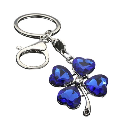 Keychain Pendant Sparkling Rhinestones Four-Leaf Clover Design Key Chain with Lobster Clasp Easy to Hang Key Holder Backpack Car Accessory