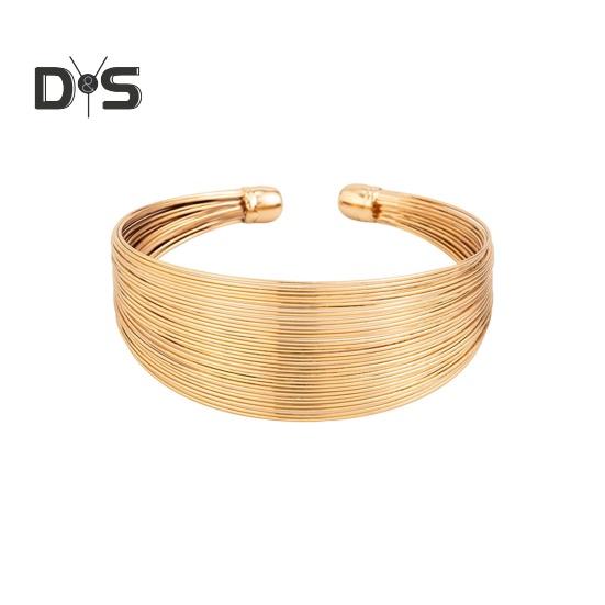 

Женский браслет из многослойной проволоки, широкий, регулируемый, индивидуальный, сплав, металлический, хип-хоп, клубная вечеринка, наручные украшения, ретро-панк-браслет золотистый