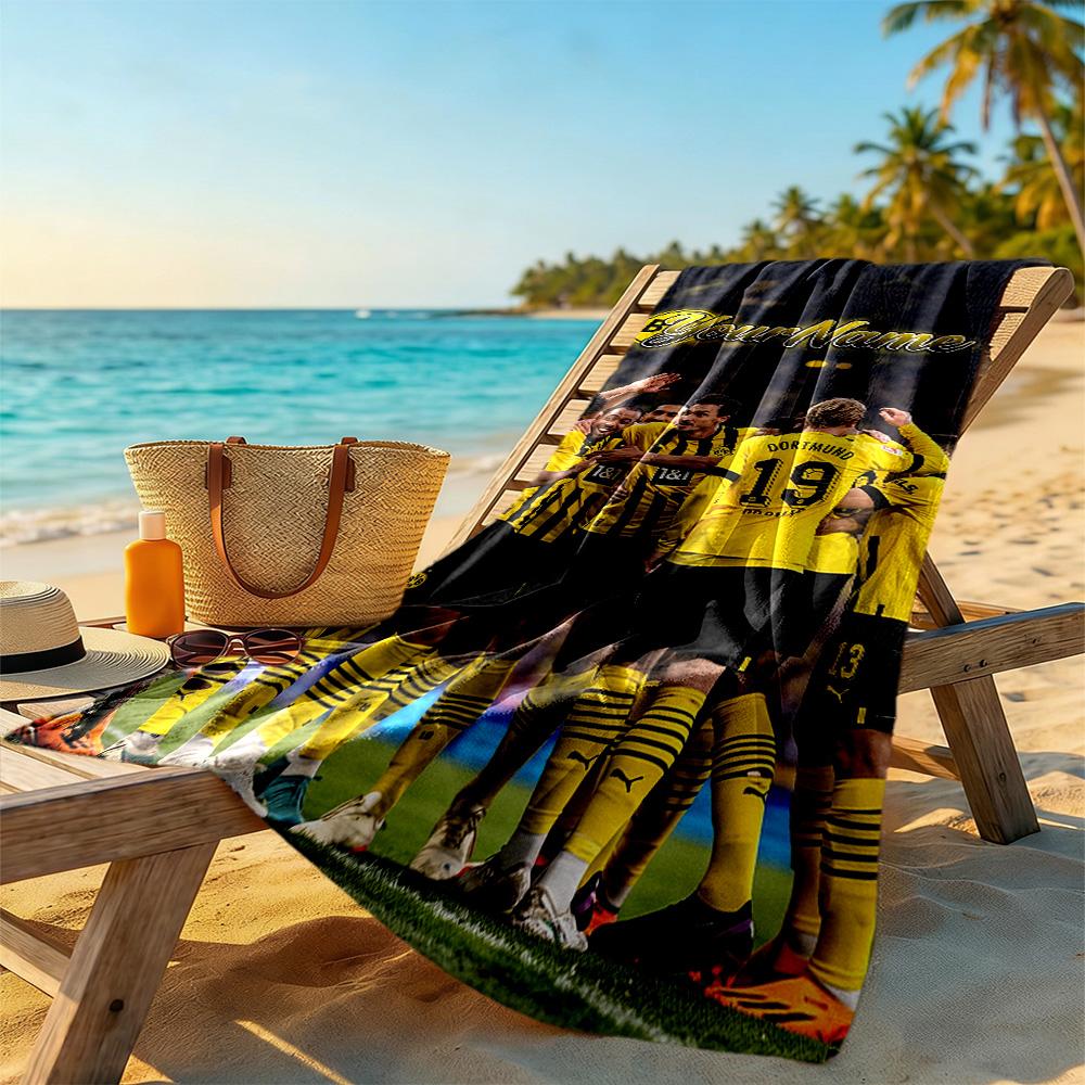Borussia Dortmund Personalized Name Beach Towel Quick-Dry Soft Microfiber Portable for SwimmingBeachCamping Travel Beach AccessoriesGym