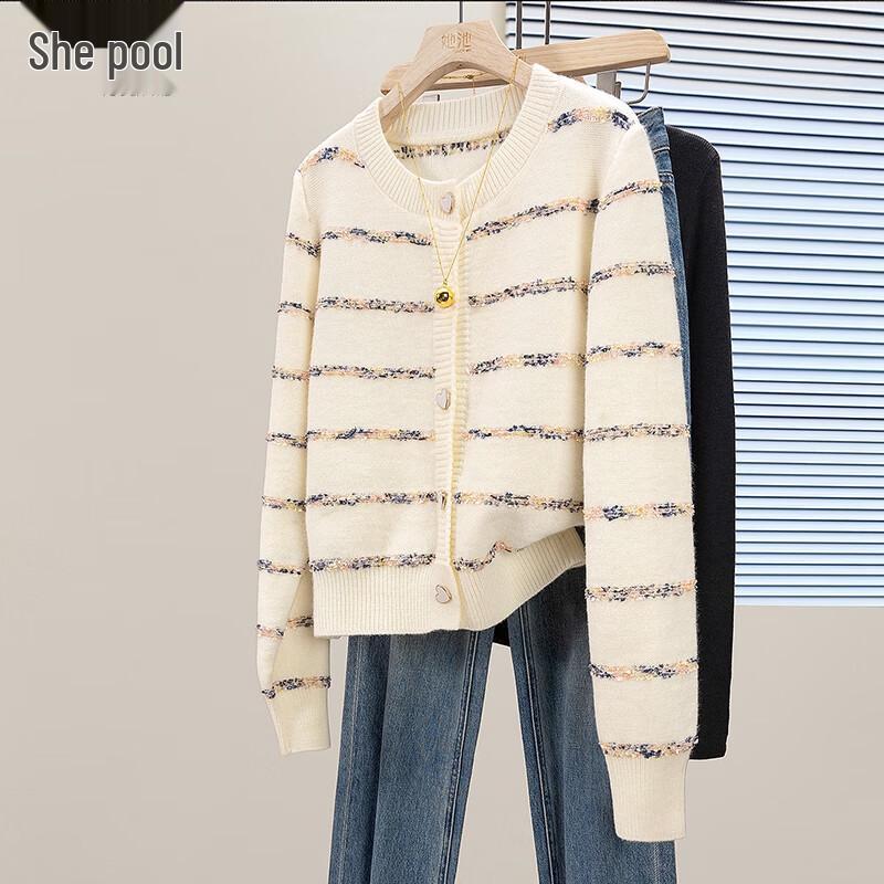 Women's Little Fragrance Style Striped Knit Cardigan