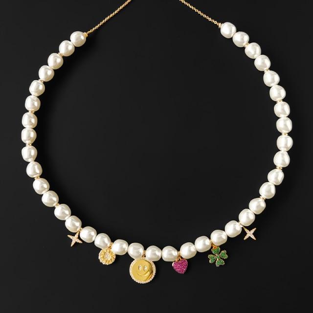 Stříbro S925 Nový duhový sedmikráskový perlový přívěsek pro štěstí Modrý náhrdelník Láska Letní nezbytnost Luxusní značka Monako Šperky