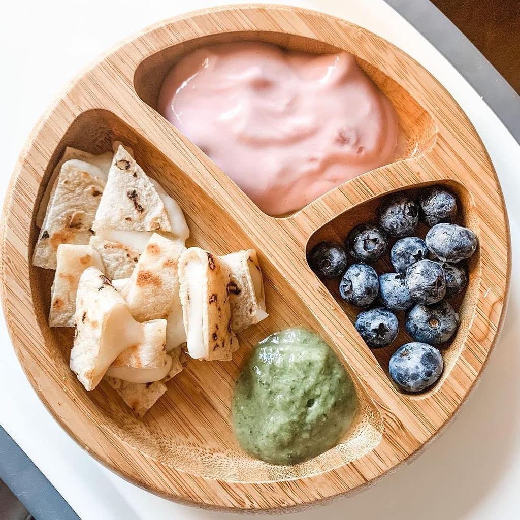 Smart Start Avanchy Bamboo Baby Plate with Suction Cup and Assorted Set of 2 Anti-Tip Dishware, Gift, Spoon, Gray, AV011,