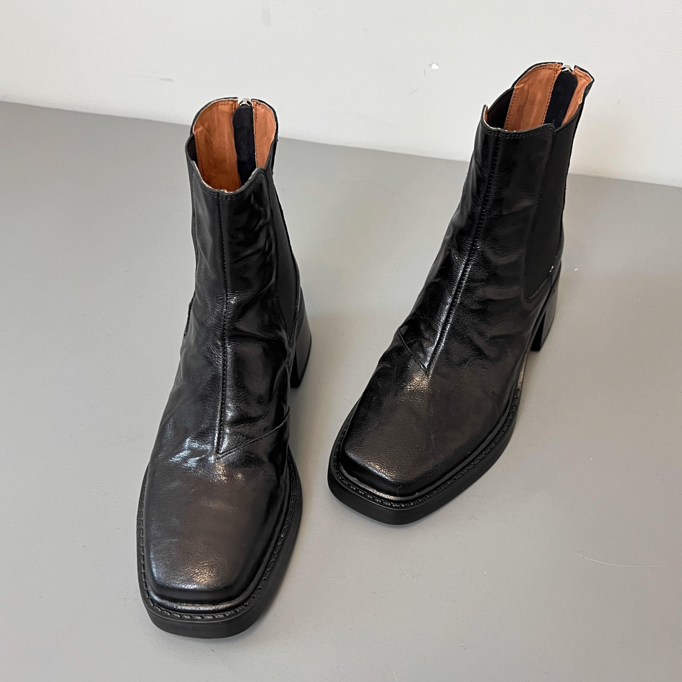 

Высокие каблуки челси женские ботильоны модные квадратные носки массивные элегантные туфли женские 2025 тренд офисная обувь зимние туфли-лодочки Botas Mujer 35