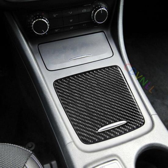 For Mercedes Benz CLA GLA Class Carbon Fiber Interior Center Storage Cover Trim