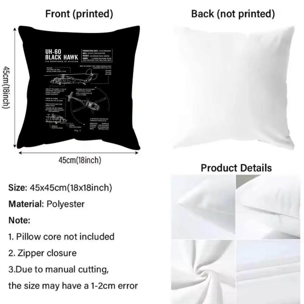Aircraft hand drawing Air Cushion Cover Pattern Printed Pillowcase for Living Room Sofa Cushion Cover & Bedroom Decor